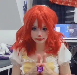 😈 palhaço, cosplay, garota, peruca, maquiagem, maria chiquinha, peruca vermelha telegram sticker