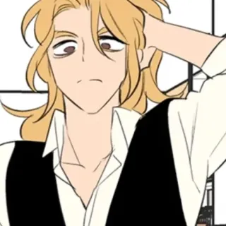 🤨 男人, 金发, 卡通, 角色, 背心, 肖像 whatsapp sticker