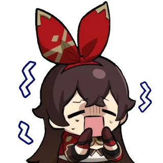 🪔 Amber Genshin Impact Anime, verängstigt, Genshin Impact, Amber, verlegen, Cartoon telegram sticker