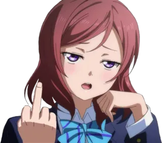 🖕 anime, girl, middle finger, offensive gesture telegram sticker
