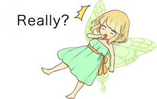 😲 Really? 妖精, 漫画, アニメ, 質問, サプライズ, 翼 telegram sticker