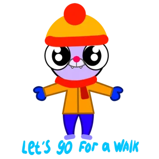 🚶 LET'S GO FOR A WALK! Cartoon, Winter, Spazieren, Spaß, Figur, Fröhlich, Süß whatsapp sticker