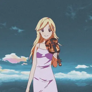 🩰 Kaori Miyazono Your Lie in April anime, viool, muziek, meisje, blond, glimlach, muzikant, instrument telegram sticker