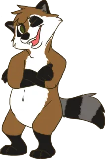 😏 mapache, dibujos animados, animal, peludo, antropomórfico, personaje telegram sticker