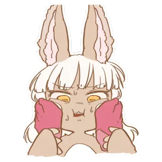 😬 anime, coelho, suor, envergonhado, desenho animado telegram sticker