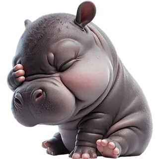 🤦‍♂ kuda nil, bayi kuda nil, imut, binatang, menggemaskan, kartun, tidur telegram sticker