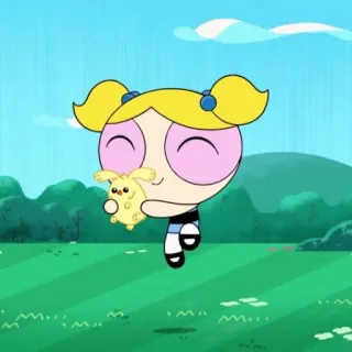 ❄️ Bubbles The Powerpuff Girls мультфильм, анимированный, девочка, питомец, Суперкрошки, милый, желтый telegram sticker