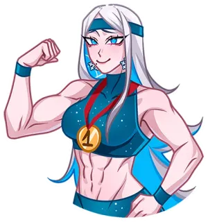 💪 fitness, kobieta, mięśnie, sportowiec, kreskówka, sport, medal telegram sticker