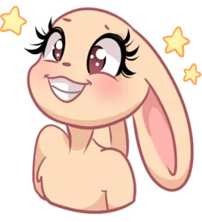 😄 토끼, 만화, 동물, 귀여운, 일러스트, 행복한 telegram sticker