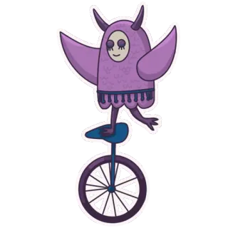 🎊 monstruo, monociclo, lindo, morado telegram sticker