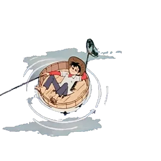 🛶 Anime, Pêche, Dessin animé, Personnage, Tonneau whatsapp sticker
