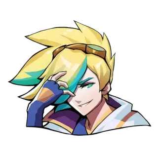 😁 Anime, Postać, Blond włosy, Uśmieszek, Gest telegram sticker