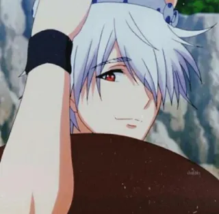 🎴 anime, manga, white hair, red eyes, character, illustration telegram sticker