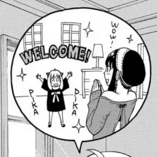 💞 Anya Forger Spy × Family WELCOME! Anime, Manga, Spy x Family, Anya, Bienvenue, Salutation telegram sticker