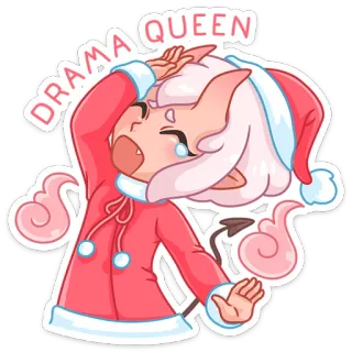 😭 DRAMA QUEEN ดราม่าควีน, การ์ตูน, ปีศาจ, สีชมพู, อนิเมะ telegram sticker