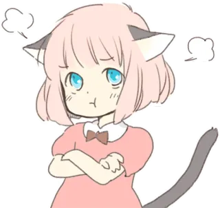 😤 Anime, Gato, Garota, Fofo, Desenho animado telegram sticker