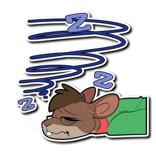 😵 Z сонный, уставший, спящий, мультфильм, мышь, zzz, мультяшная мышь telegram sticker