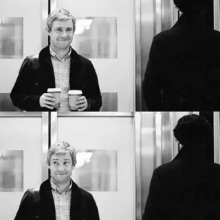 💎 John Watson Sherlock John Watson, Martin Freeman, Sherlock, BBC, TV series, Coffee telegram sticker