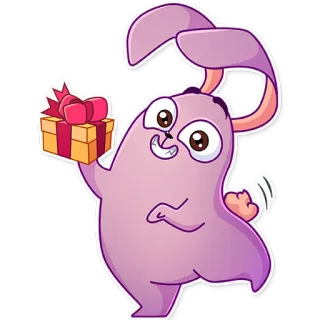 🎁 bunny, rabbit, gift, cartoon, celebration, happy, cute whatsapp sticker