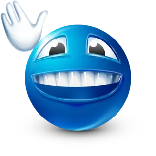 👋 Emoticono, Sonrisa, Saludar, Saludo, Azul whatsapp sticker