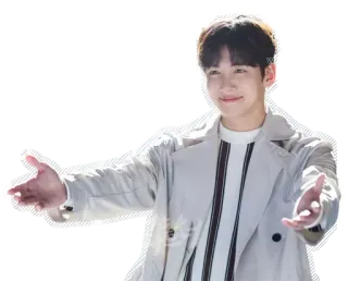 🤗 homem, sorrindo, coreano, pessoa, casaco whatsapp sticker