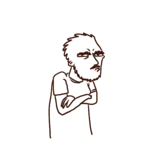 😕 Cartoon, Mann, Bart, Verschränkte Arme, Wütend telegram sticker