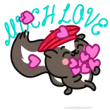 🥰 SK LOVE amore, puzzola, cuori, cartone animato, carino, animale, adesivo telegram sticker