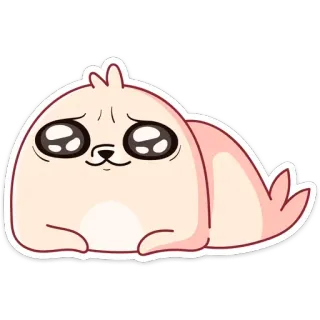 🥺 słodki, foka, zwierzę, kreskówka, kawaii, szczęśliwy, uroczy telegram sticker