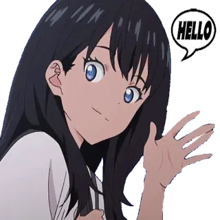 👋 HELLO Anime, Mädchen, Hallo, Gruß, Cartoon, Winken telegram sticker