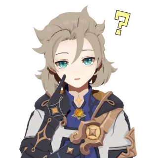 🧐 Albedo Genshin Impact Albedo, Genshin Impact, Anime, Video game, Ponto de interrogação, Pensando, Personagem telegram sticker