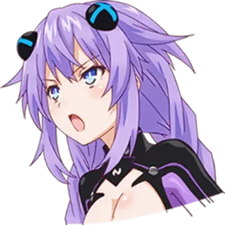 😠 Purple Heart Hyperdimension Neptunia Anime, Cheveux violets, Personnage, Coeur violet, Hyperdimension Neptunia telegram sticker