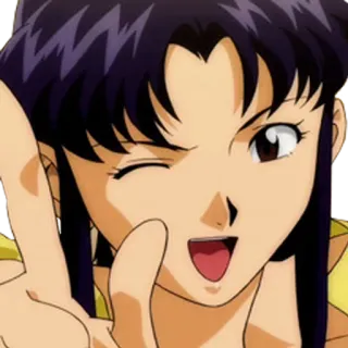 ☝️ Misato Katsuragi Neon Genesis Evangelion anime, misato, evangelion, wink, peace sign, woman, character telegram sticker