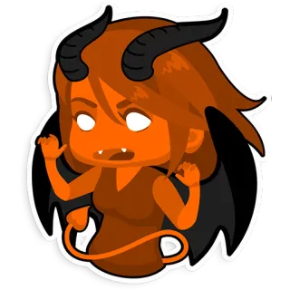 👿 démon, cornes, diable, monstre, dessin animé, chibi, animé, orange telegram sticker