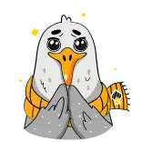 🙏 seagull, bird, cute, sticker, animal, winter, scarf telegram sticker