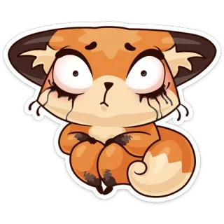 😨 lis, zwierzę, kreskówka, smutny, płaczący, naklejka telegram sticker