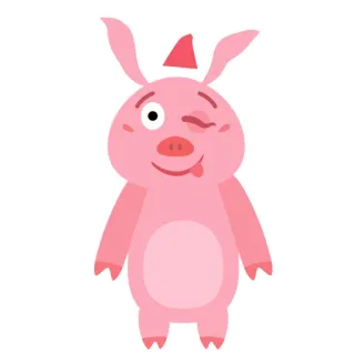 🐷 cochon, animal, dessin animé, mignon, autocollant, rose, illustration whatsapp sticker