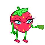 🤑 fragola, soldi, carino, cartone animato, frutta telegram sticker