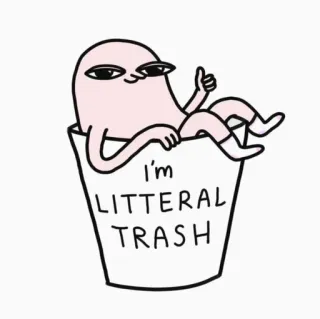 🕸 I'm LITERAL TRASH 쓰레기, 만화, 캐릭터, 유머, 웃긴, 밈 telegram sticker