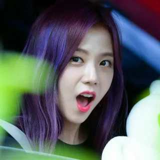 ❣ Jisoo Kpop, singer, idol, woman, purple hair, celebrity telegram sticker