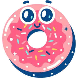 🙂 Donut, Nourriture, Dessert, Sucré, Vermicelles, Mignon, Dessin animé telegram sticker