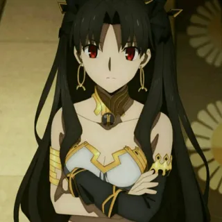 😐 Ishtar Fate/Grand Order anime, videojuego, personaje, pelo negro, ojos rojos, Ishtar, Fate/Grand Order telegram sticker