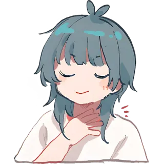😎 可爱, 动漫风, 卡通, 女孩, 蓝头发, 快乐, 友善, Q版 whatsapp sticker