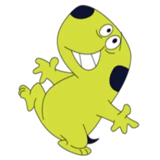 🙂 personnage de dessin animé, souriant, vert, animé, amusant, illustration whatsapp sticker