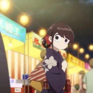 🍬 Komi Komi Can't Communicate Anime, Komi não consegue se comunicar, Komi, Kawaii, Fofo, Yukata, Festival de verão, Japonês telegram sticker