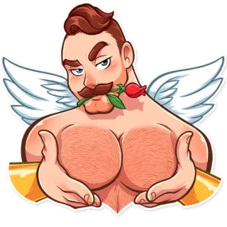 🌹 homme, ailes, rose, ange, amour, romantique telegram sticker