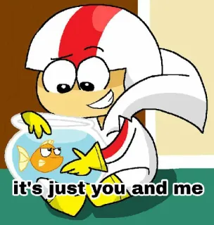 😉 Kick Buttowski it's just you and me мультфильм, шлем, рыба, друг, анимированный telegram sticker
