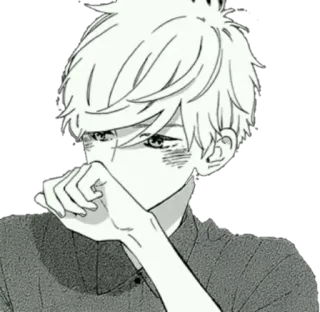 🤔 Anime, Manga, Ragazzo, Triste, Monocromatico, Emozionale telegram sticker