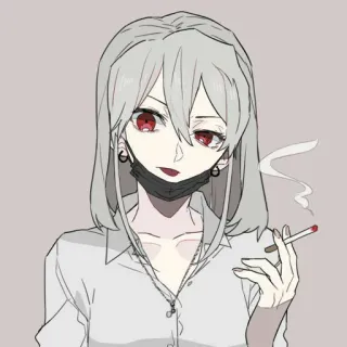 🚬 Fumo, Sigaretta, Anime, Ragazza, Occhi rossi, Maschera telegram sticker