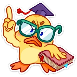 ☝️ duck, smart, book, nerd, education, graduate, scholar whatsapp sticker
