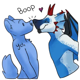 ❤️ ych animal, beso, amor, corazón, perro, dragón whatsapp sticker